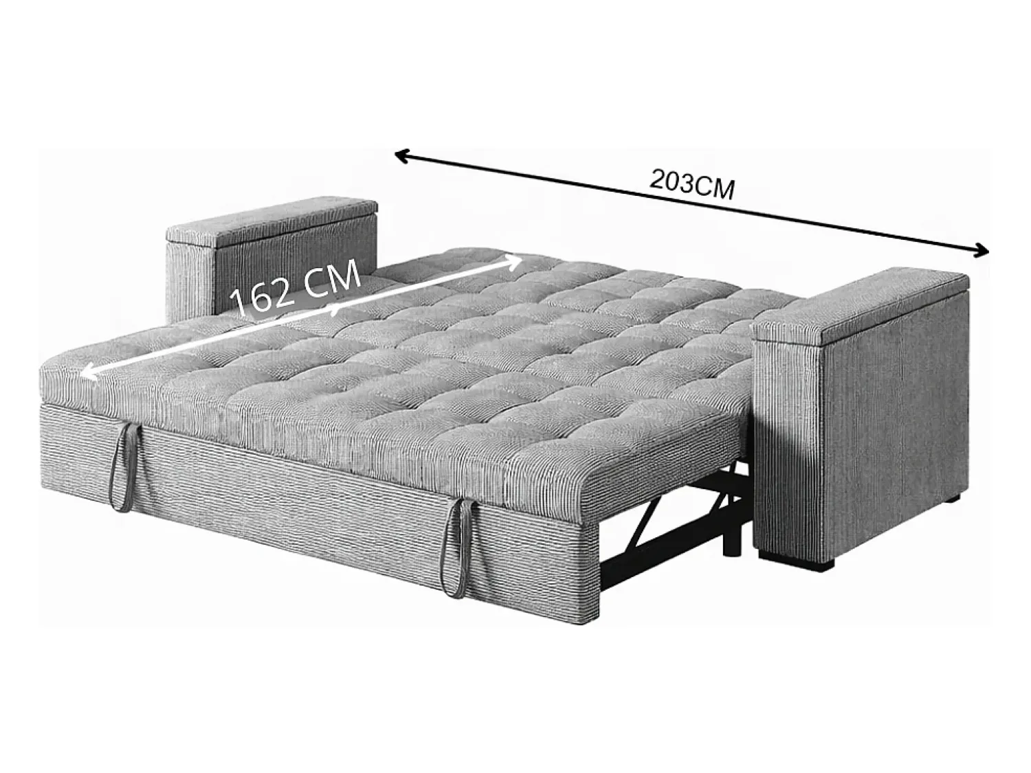 Sofá|Concept-Usine Sofá-Cama Conversível Modular de 3 Lugares em Veludo Cotelê Cinza com Armazenamento NOHO Cinzento
