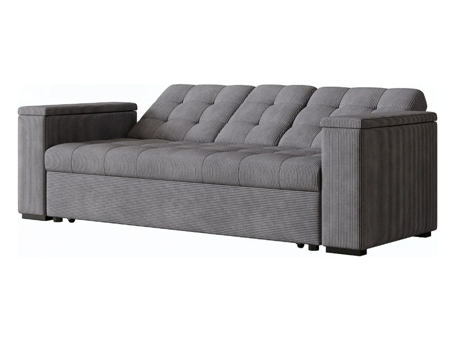 Sofá|Concept-Usine Sofá-Cama Conversível Modular de 3 Lugares em Veludo Cotelê Cinza com Armazenamento NOHO Cinzento