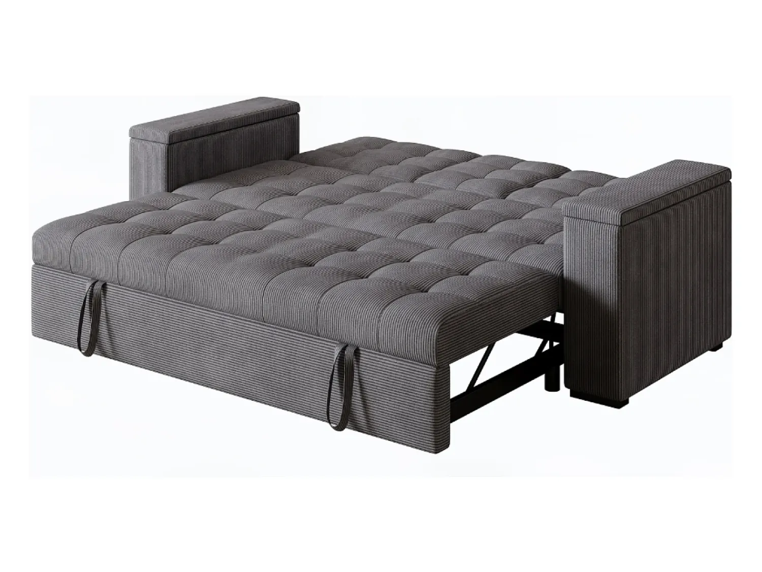 Sofá|Concept-Usine Sofá-Cama Conversível Modular de 3 Lugares em Veludo Cotelê Cinza com Armazenamento NOHO Cinzento