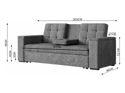 Sofá|Concept-Usine Sofá-Cama Conversível Modular de 3 Lugares em Veludo Cotelê Cinza com Armazenamento NOHO Cinzento