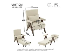 Outlet KOMHTOM Sofá-cama conversível três em um, cadeira dobrável estofada, nogueira Bege