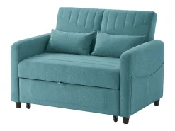 Best Hauss Spole Sofá-cama convertível de 2 lugares em -esverdeado antigo - Encosto ajustável em 3 posições - Tecido de algodão e linho Azul