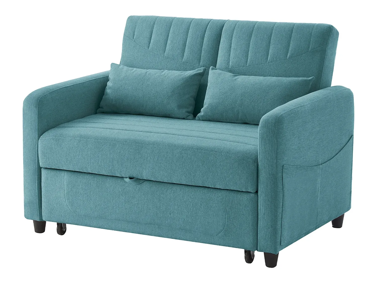 Best Hauss Spole Sofá-cama convertível de 2 lugares em -esverdeado antigo - Encosto ajustável em 3 posições - Tecido de algodão e linho Azul