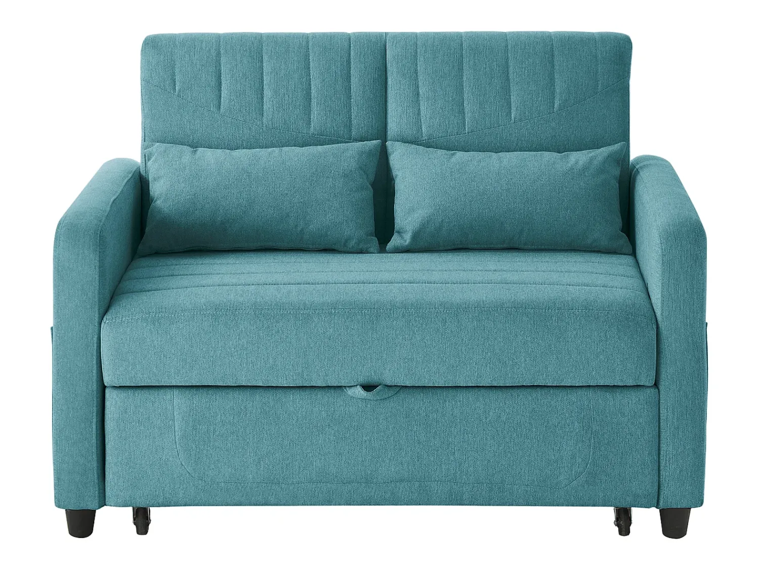 Best Hauss Spole Sofá-cama convertível de 2 lugares em -esverdeado antigo - Encosto ajustável em 3 posições - Tecido de algodão e linho Azul