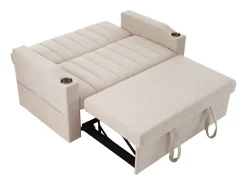 Sofá|Hauss Spole Sofá-cama convertível de 2 lugares com encosto ajustável - Revestido em tecido de linho e algodão - Bege