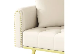 Sofá|Hauss Spole Sofá-cama convertível de 2 lugares - Suporte para copos, 2 apoios lombares e bolsos laterais - Veludo Bege