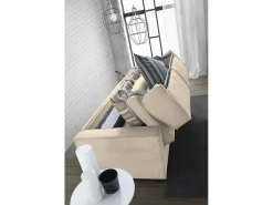 Sofá*Talamo Italia Sofá-cama Daabbo, Sofá grande de 2 lugare, 100% Fabricado na Itália, Sofá da ala com abertura giratória, em tecido acolchoado, com braço padrão, 200x95h90 cm, Bege