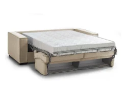 Sofá*Talamo Italia Sofá-cama Daabbo, Sofá grande de 2 lugare, 100% Fabricado na Itália, Sofá da ala com abertura giratória, em tecido acolchoado, com braço padrão, 200x95h90 cm, Bege