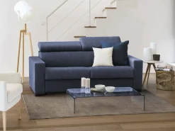 Sofá|Talamo Italia Sofá-cama Daara, ofá de 3 lugare, 100% Fabricado na Itália, Sofá da ala com abertura giratória, com apoio de cabeça ajutávei â€<â€<e braço fino, 200x95h85 cm, Azul