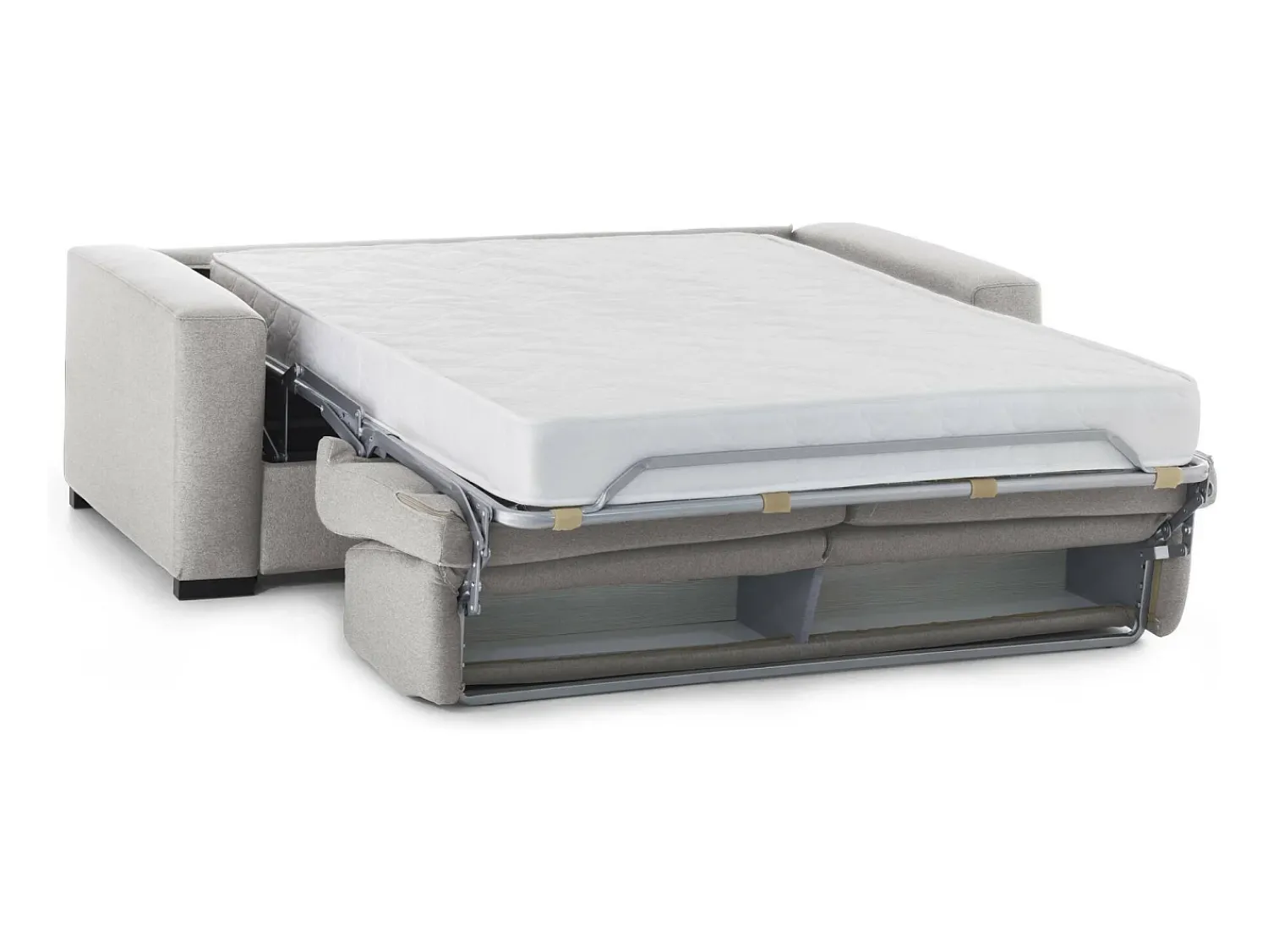 Sofá*Talamo Italia Sofá-cama Dabagn, Sofá grande de 2 lugare, 100% Fabricado na Itália, Sofá da ala com abertura giratória, em tecido acolchoado, com braço padrão, 200x95h90 cm, Cinza Cinzento