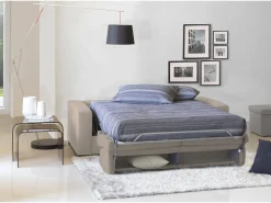 Sofá*Talamo Italia Sofá-cama Dabagn, Sofá grande de 2 lugare, 100% Fabricado na Itália, Sofá da ala com abertura giratória, em tecido acolchoado, com braço padrão, Cm 200x95h90, Taupe Cinzento