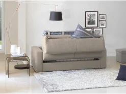 Sofá*Talamo Italia Sofá-cama Dabagn, Sofá grande de 2 lugare, 100% Fabricado na Itália, Sofá da ala com abertura giratória, em tecido acolchoado, com braço padrão, Cm 200x95h90, Taupe Cinzento