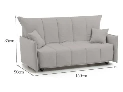 Sofá*Talamo Italia Sofá-cama Dabali, sofá de 2 lugares, 100% Fabricado na Itália, Sofá da sala com abertura para carrinho, em tecido acolchoado, com braços padrão, 150x90h85 cm, Bege
