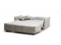 Sofá*Talamo Italia Sofá-cama Dabali, sofá de 2 lugares, 100% Fabricado na Itália, Sofá da sala com abertura para carrinho, em tecido acolchoado, com braços padrão, 150x90h85 cm, Bege