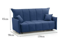 Sofá|Talamo Italia Sofá-cama Dabali, sofá de 2 lugares, 100% Fabricado na Itália, Sofá da sala com abertura para carrinho, em tecido acolchoado, com braços padrão, 150x90h85 cm, Azul