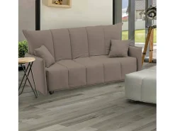 Sofá*Talamo Italia Sofá-cama Dabali, sofá de 2 lugares, 100% Fabricado na Itália, Sofá da sala com abertura para carrinho, em tecido acolchoado, com braços padrão, 150x90h85 cm, Taupe Cinzento