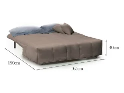 Sofá*Talamo Italia Sofá-cama Dabam, ofá de 3 lugare, 100% Fabricado na Itália, Sofá da ala com abertura para carrinho, em tecido acolchoado, com almofada incluída, 165x90h85 cm, Taupe Cinzento