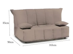 Sofá*Talamo Italia Sofá-cama Dabam, ofá de 3 lugare, 100% Fabricado na Itália, Sofá da ala com abertura para carrinho, em tecido acolchoado, com almofada incluída, 165x90h85 cm, Taupe Cinzento