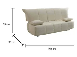 Sofá|Talamo Italia Sofá-cama Dabam, ofá de 3 lugare, 100% Fabricado na Itália, Sofá da ala com abertura para carrinho, em tecido acolchoado, com almofada incluída, 165x90h85 cm, Bege