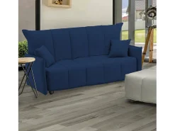 Sofá|Talamo Italia Sofá-cama Dabarc, sofá de 3 lugares, 100% Fabricado na Itália, Sofá da sala com abertura para carrinho, em tecido acolchoado, com braços padrão, 190x90h85 cm, Azul