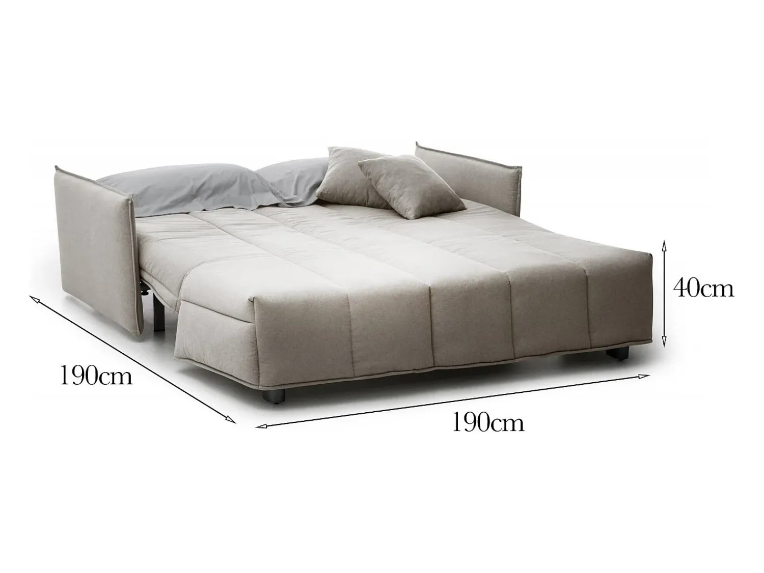 Sofá*Talamo Italia Sofá-cama Dabarc, sofá de 3 lugares, 100% Fabricado na Itália, Sofá da sala com abertura para carrinho, em tecido acolchoado, com braços padrão, 190x90h85 cm, Bege