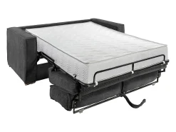 Sofá|Vente-unique Sofá-cama de 160 cm em veludo canelado antracite com assento com assento de memória de forma, ripas largas e colchão de 22 cm LORETO Cinza antracite