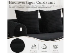 Discount Merax Sofá-cama de 3 lugares - 200 x 94 x 67 cm - com bolsos laterais + 3 almofadas - veludo - Preto