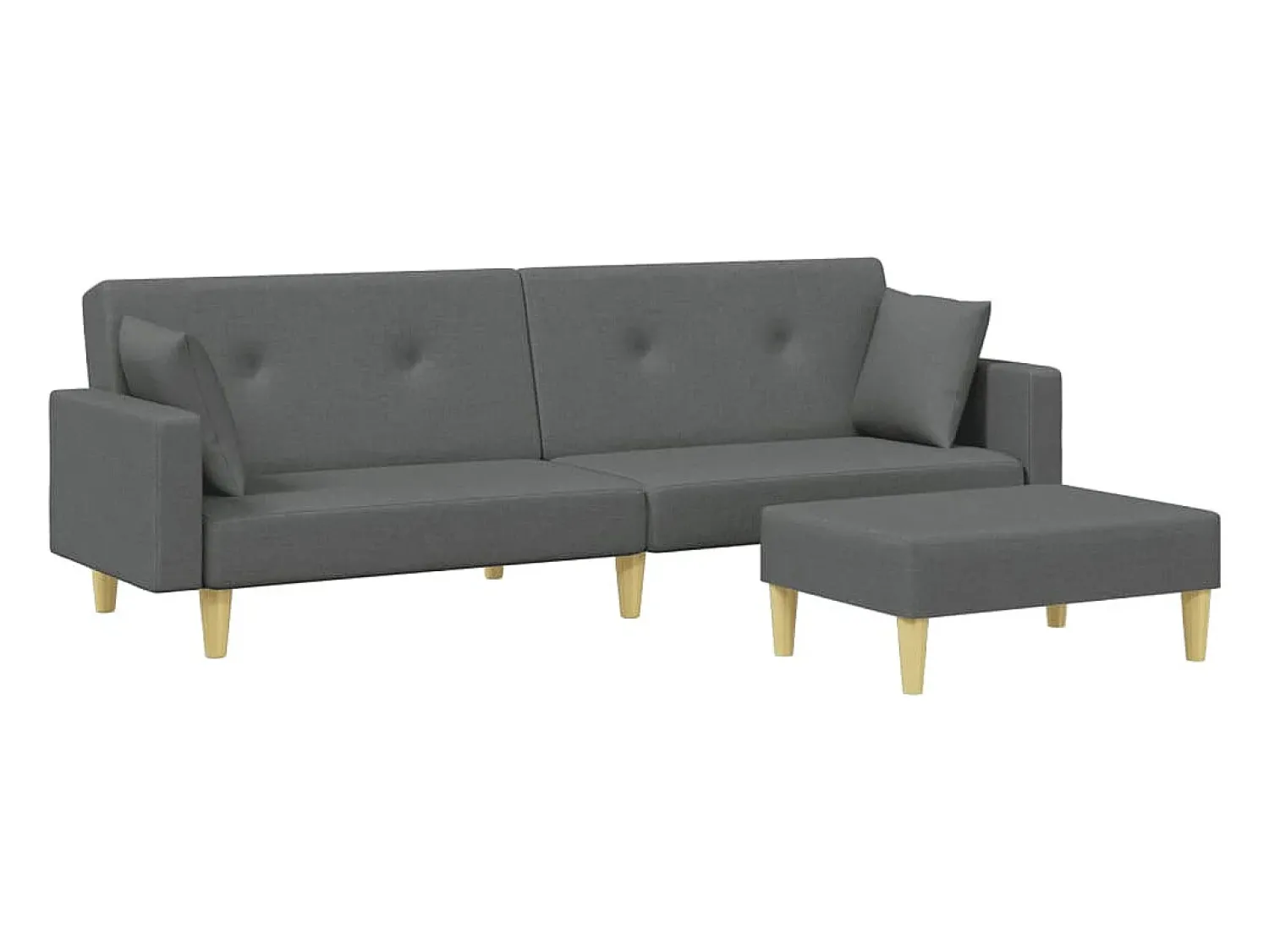 New Sofá-cama de 2 lugares c/ apoio de pés tecido -escuro PT919995 Cinzento