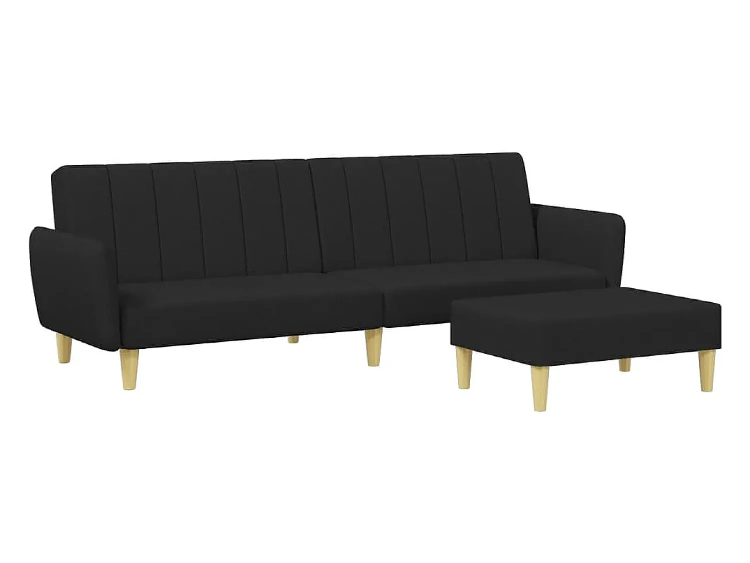 Sofá* Sofá-cama de 2 lugares com apoio de pés tecido PT629895 Preto