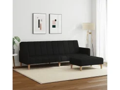 Sofá| Sofá-cama de 2 lugares com apoio de pés tecido PT118485 Preto