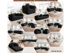 Hauss Spole Sofá-cama de 3 lugares com conversão rápida em tecido chenille - Várias combinações^ Sofá
