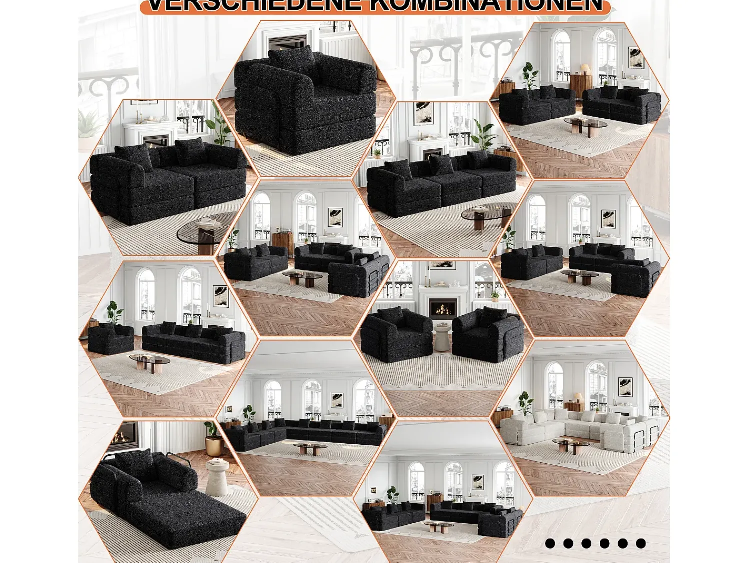 Hauss Spole Sofá-cama de 3 lugares com conversão rápida em tecido chenille - Várias combinações^ Sofá