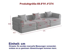 Hauss Spole Sofá-cama de 3 lugares com conversão rápida em tecido chenille - Várias combinações^ Sofá