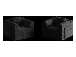 Sofá|Hauss Spole Sofá-cama de 2 lugares com conversão rápida em tecido chenille - Várias combinações Preto
