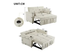 Hauss Spole Sofá-cama de 2 lugares com função de cama - Tecido de veludo -^ Sofá