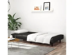 New Sofá-cama de 2 lugares couro artificial PT987385 Preto