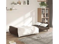 Discount Sofá-cama de 2 lugares couro artificial PT422595 Castanho