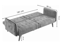 Concept-Usine Sofá-cama de 3 lugares em veludo cinza com mesa central - INVERNESS^ Sofá
