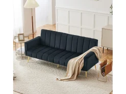 Merax Sofá-cama de 2 lugares em veludo - 183 x 76 x 75 cm - Pés de metal dourado -^ Sofá