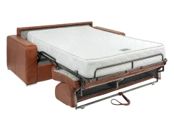 Outlet Vente-unique Sofá-cama de 3 lugares express em couro vintage caramelo 140 cm colchão 22 cm CALITO Castanho