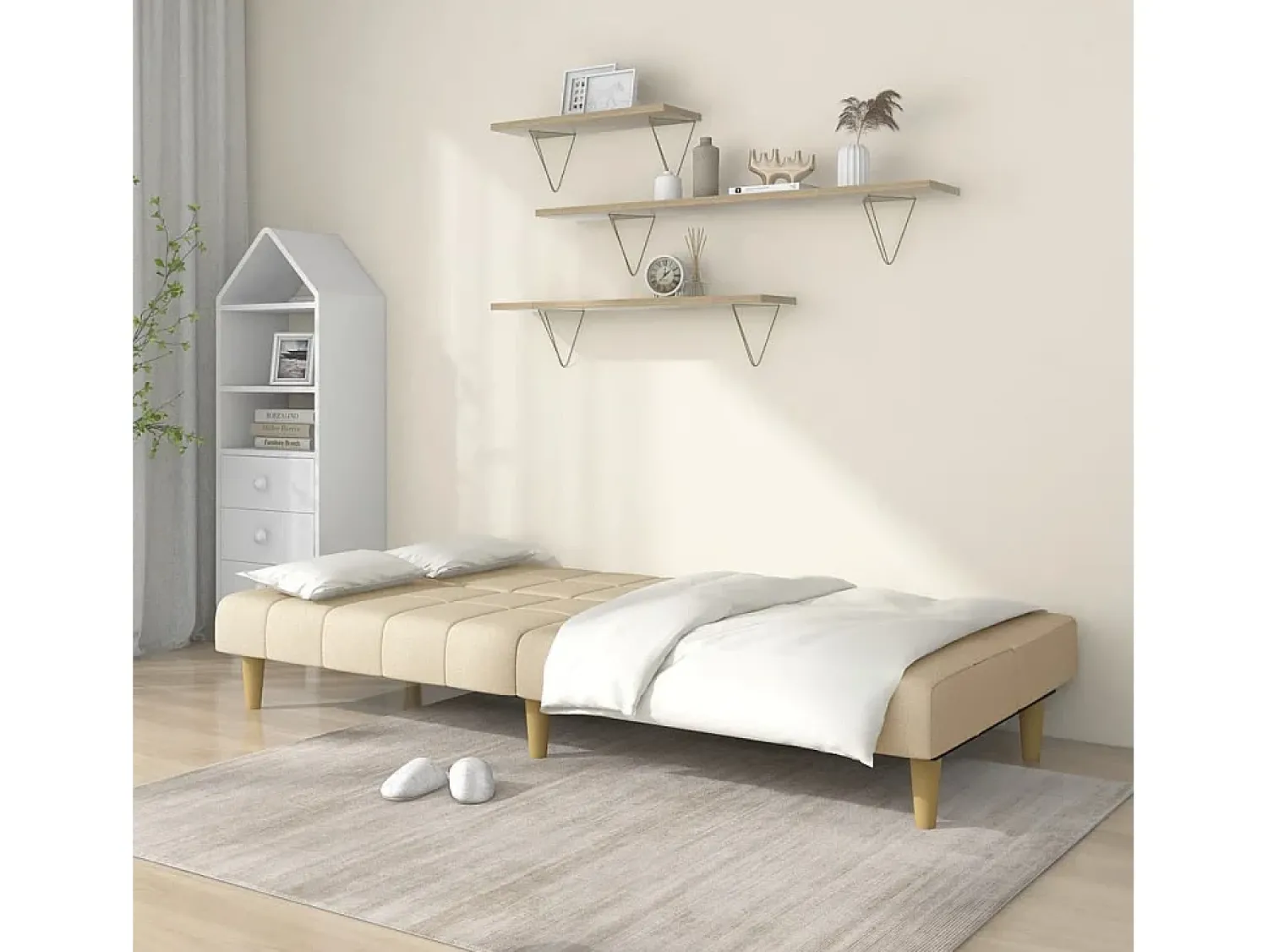 Sofá-cama de 2 lugares tecido cor PT186215^ Sofá