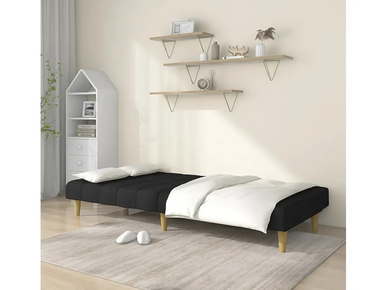 Best Sofá-cama de 2 lugares tecido PT455593 Preto