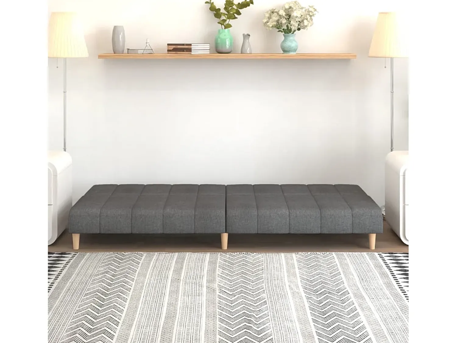 Clearance Sofá-cama de 2 lugares tecido -claro PT778612 Cinzento