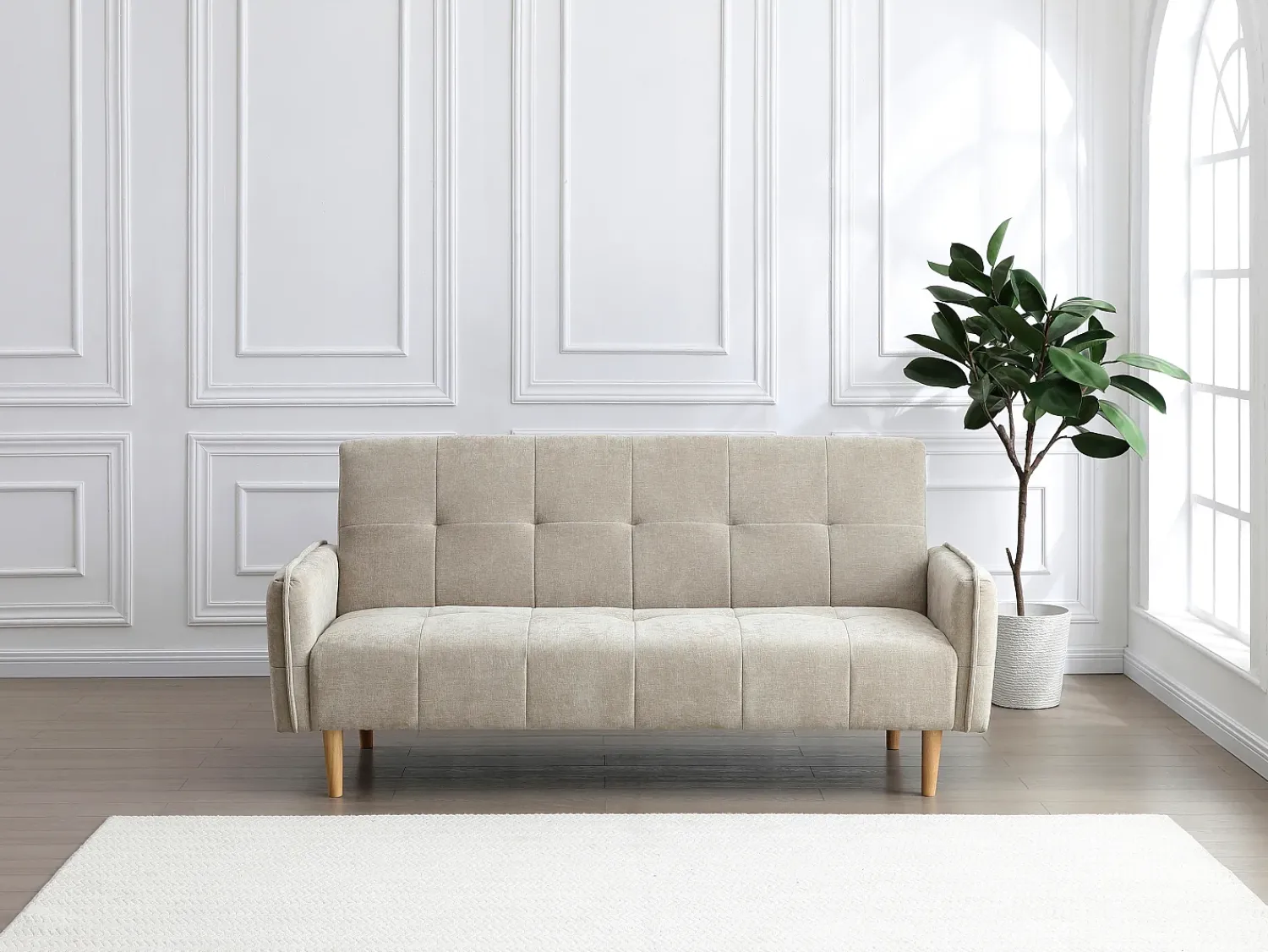 Vente-unique Sofá-cama de 3 lugares tipo clic-clac em tecido SONIATA^ Sofá