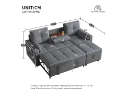 Hauss Spole Sofá-cama de canto de 3 lugares em linho - Com compartimento de arrumação e suporte para copos embutido.^ Sofá