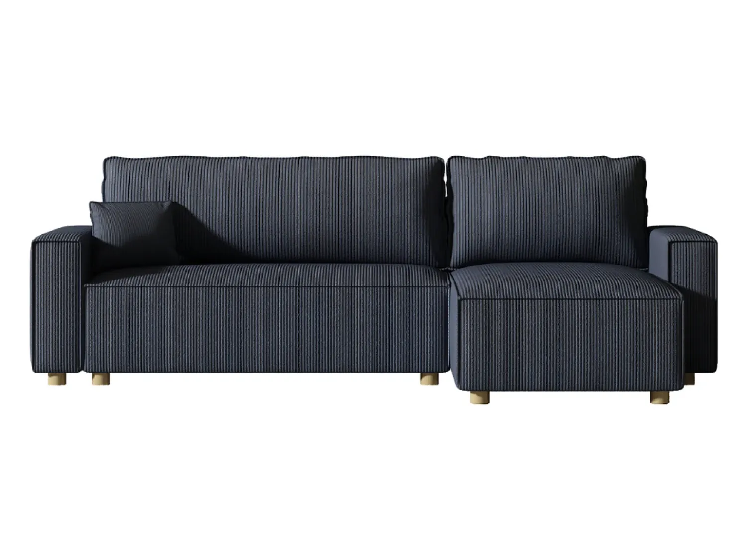 Sofá*Concept-Usine Sofá-Cama de Canto em Veludo Cotelê COSY 4 Lugares Azul