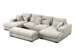 Outlet Saldosystocks Sofá-cama de canto Mega Chaise Longue Kim 368cm, Bege