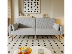 Hot Sofá-cama de veludo de dois lugares, dobrável e compacto. Perfeito como cama de hóspedes para espaços pequenos, salas de estar, quartos ou home theaters. Cinzento