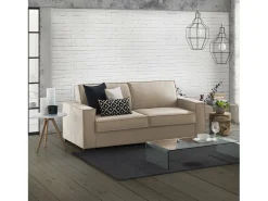 Sofá|Talamo Italia Sofá-cama Dekuba, sofá de 2 lugares, 100% Fabricado na Itália, Sofá da sala com abertura giratória, em tecido acolchoado, com braços padrão, 180x95h90 cm, Bege