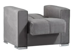 Poltrona|Dmora Sofá-cama Dfot, Poltrona de armazenamento para sala conversível em cama, Poltrona relaxante em tecido acolchoado com abertura click-clack, 94x85h91 cm, Cinza Cinzento